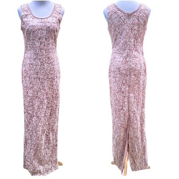 Scala Dresses & Skirts - Scala Beaded Soutache Lace Gown Maxi Dress Pale Baby Pink Small Sleeveless